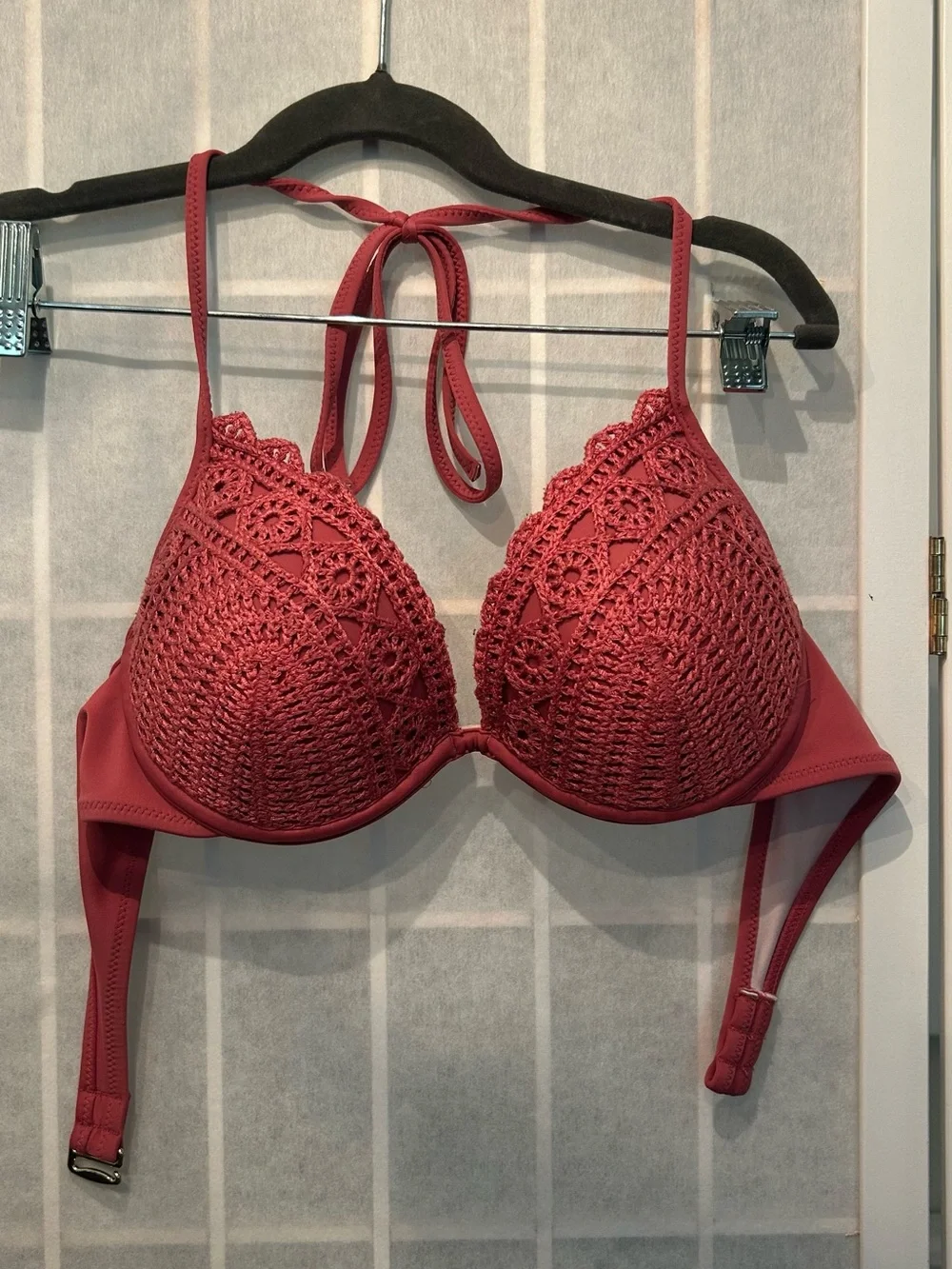 Target Crochet Halter Bikini Top - Deep Red